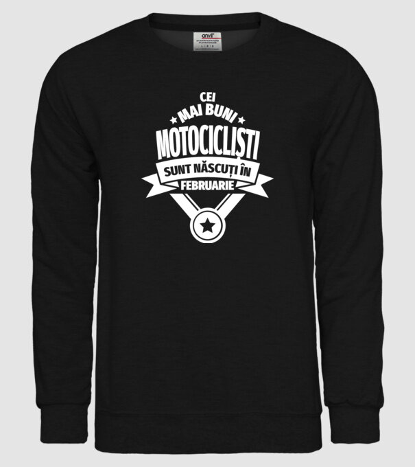 Cei mai buni motocicliști sunt născuți în februarie model negru pe tricou