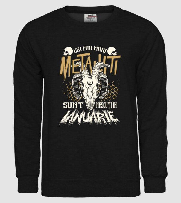 Cei mai mari metaliști sunt născuți în ianuarie. model negru pe tricou
