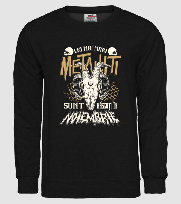 Cei mai mari metaliști sunt născuți în noiembrie. model negru pe tricou