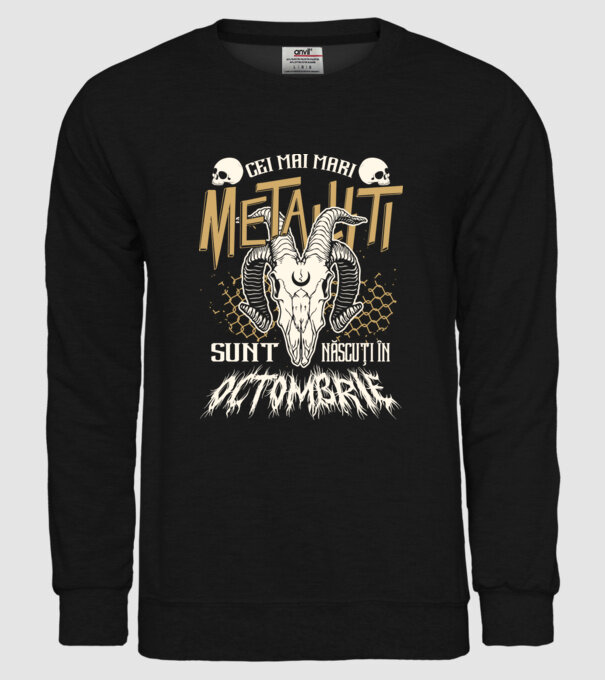 Cei mai mari metaliști sunt născuți în octombrie. model negru pe tricou