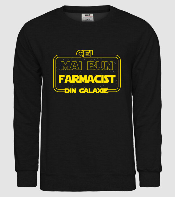 Cel mai bun farmacist din galaxie model negru pe tricou