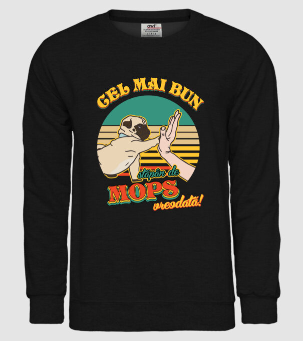 Cel mai bun stăpân de mops vreodată! model negru pe tricou
