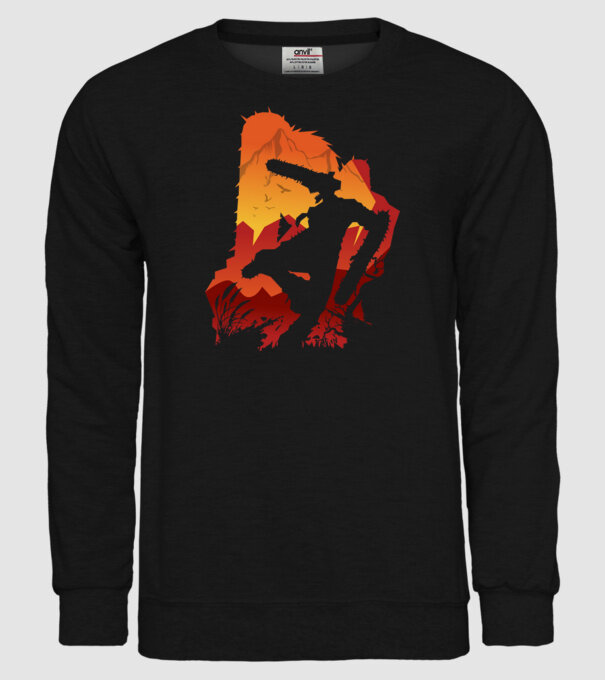 Chainsaw man silhouette model negru pe tricou