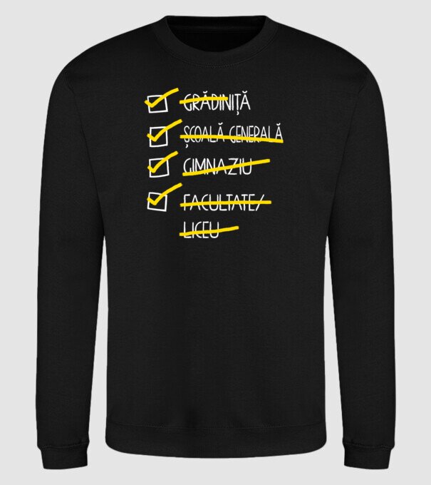 Cheklist educație - Facultate negru model negru pe tricou