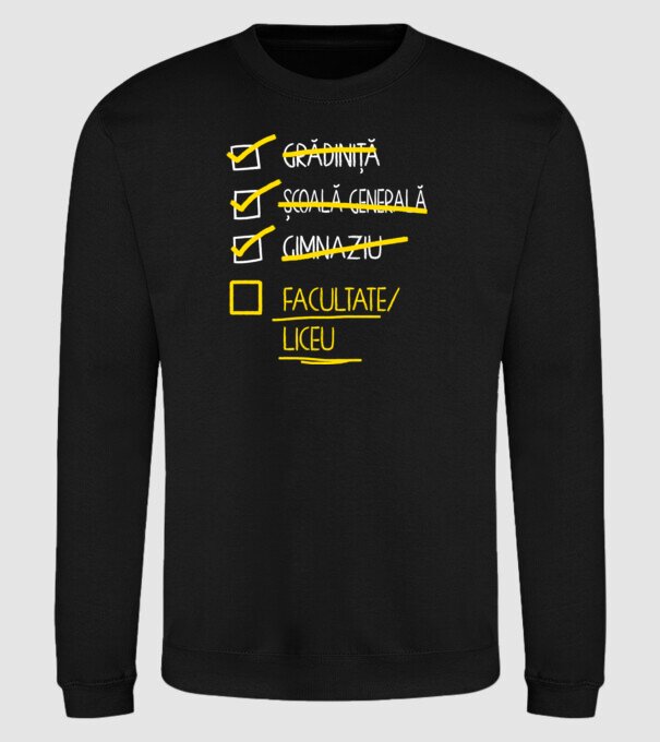 Cheklist educație - Gimnaziu negru model negru pe tricou