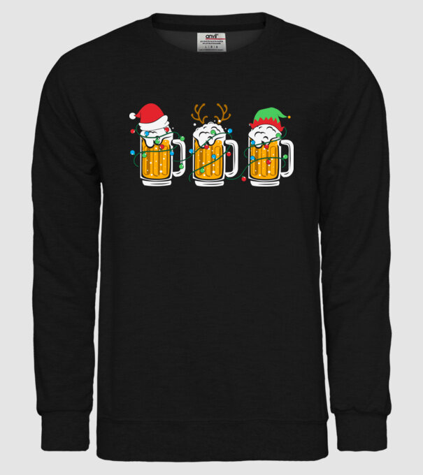 Christmas beer mugs model negru pe tricou