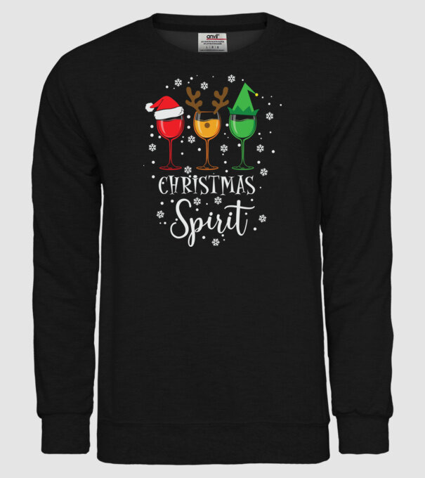 Christmas spirit wine model negru pe tricou