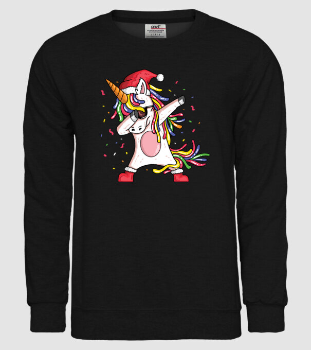 Christmas unicorn dab model negru pe tricou