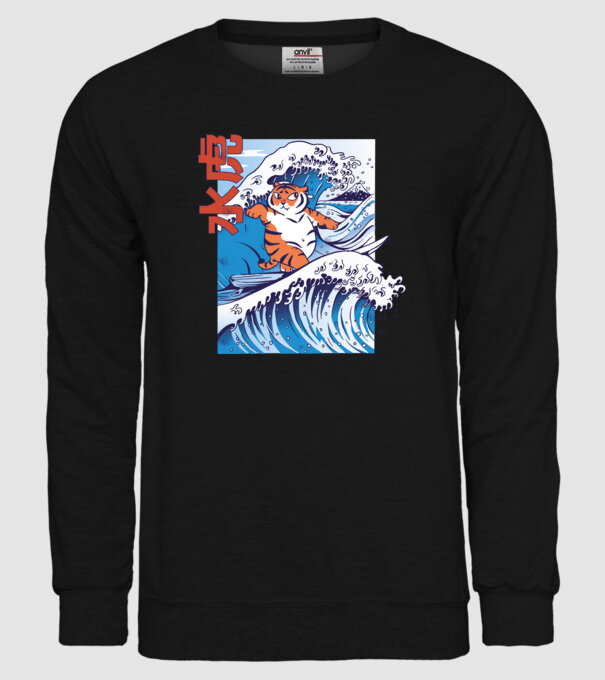 Chubby Surfer Tiger model negru pe tricou