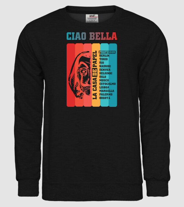 ciao bella retro model negru pe tricou