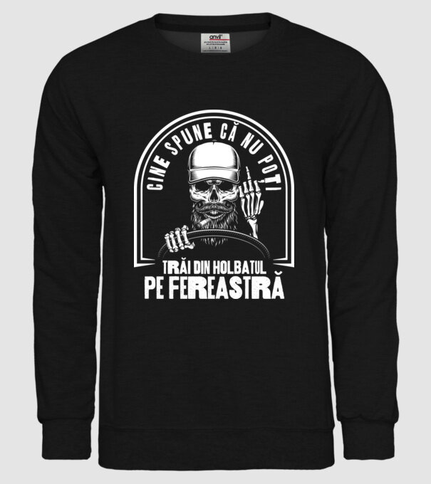 Cine spune că nu poți trăi din holbatul pe fereastră? model negru pe tricou