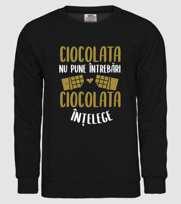ciocolata nu pune întrebări, ciocolata înțelege model negru pe tricou