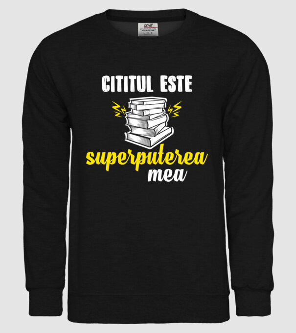 cititul este superputerea mea model negru pe tricou