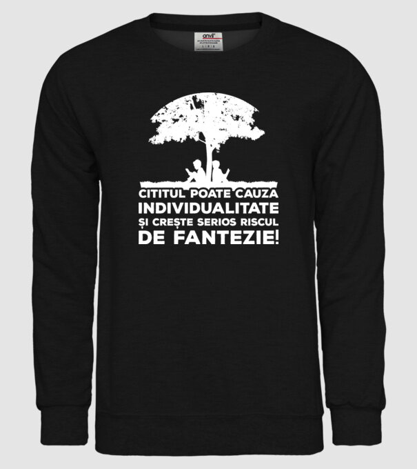 Cititul poate cauza individualitate și crește serios riscul de fantezie! model negru pe tricou