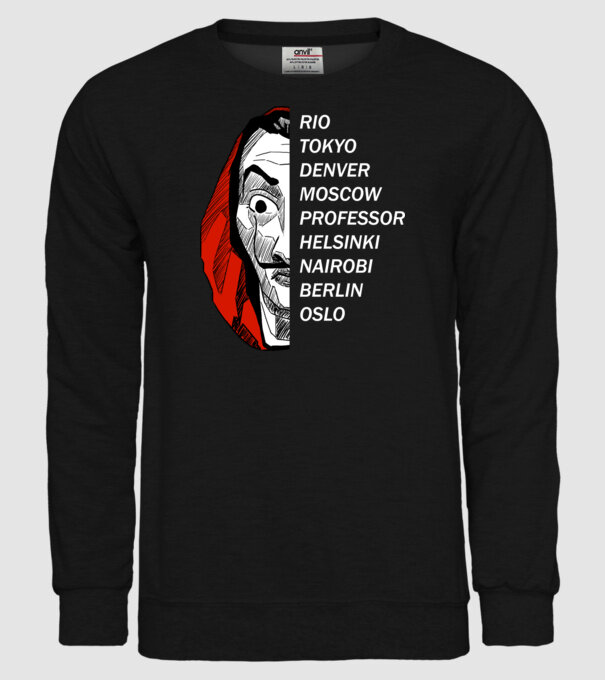 classic logo money heist model negru pe tricou