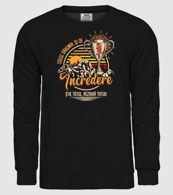 coleg original și de încredere model negru pe tricou