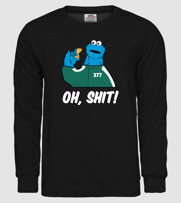 cookie monster squid game parody model negru pe tricou