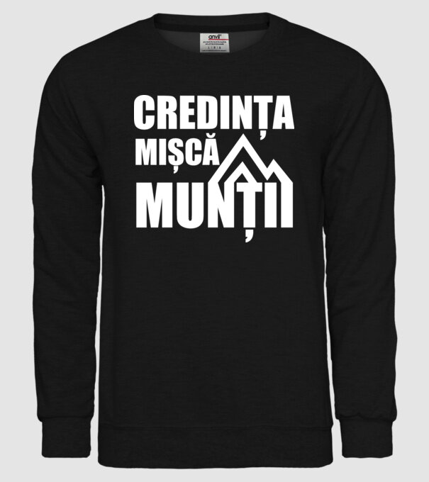 Credința mișcă munții model negru pe tricou