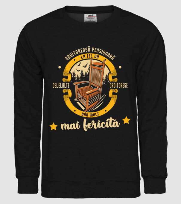 CROITOREASĂ pensionară - la fel ca celelalte croitorese, dar mult mai fericită model negru pe tricou