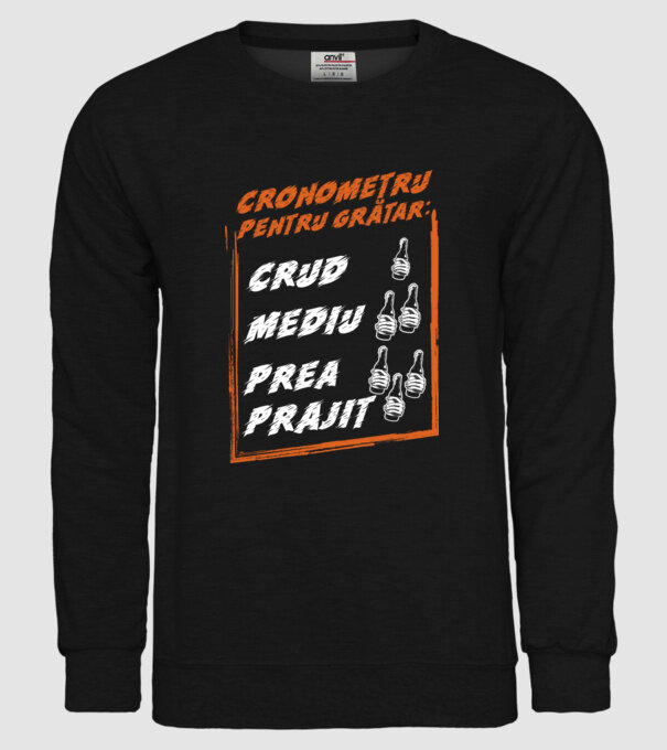 cronometru pentru grătar: crud, mediu, prea prăjit model negru pe tricou