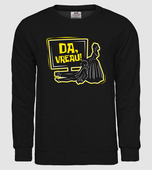 Da, vreau! model negru pe tricou