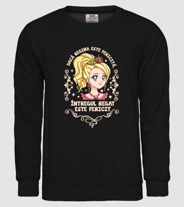 Dacă regina este fericită, întregul regat este fericit. model negru pe tricou