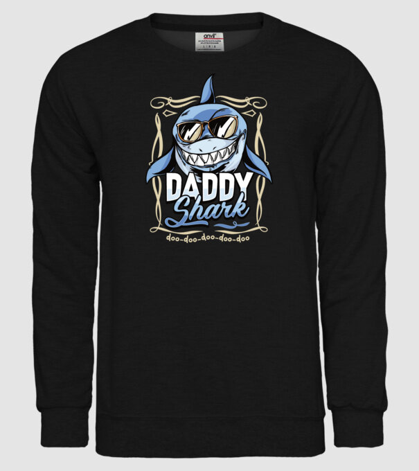 Daddy Shark model negru pe tricou