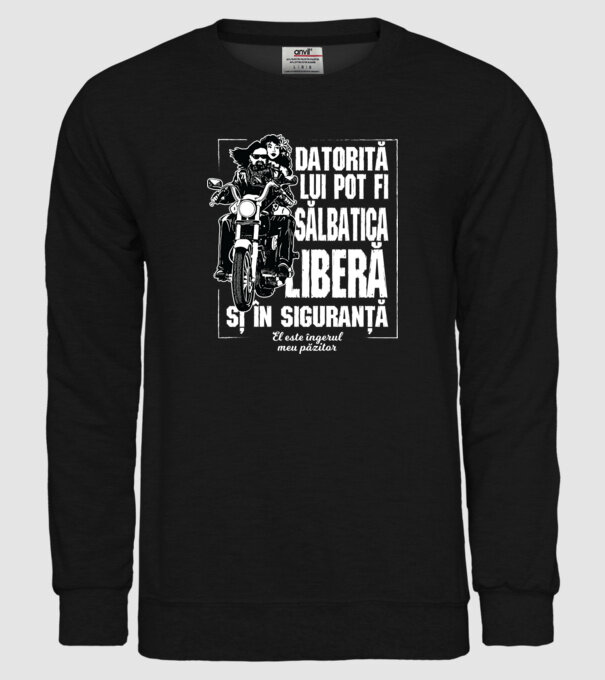 datorită ei pot fi sălbatic, liber și în siguranță - ea este îngerul meu păzitor model negru pe tricou