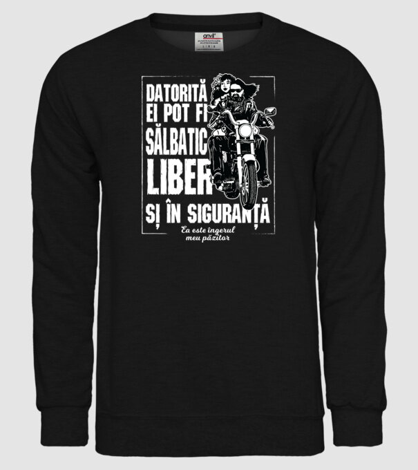 datorită ei pot fi sălbatic, liber și în siguranță - ea este îngerul meu păzitor model negru pe tricou