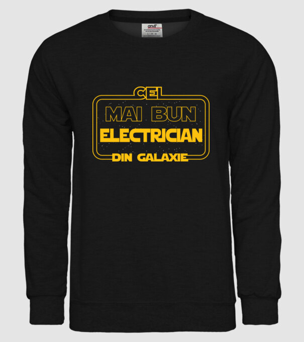 Cel mai bun electrician din galaxie model negru pe tricou