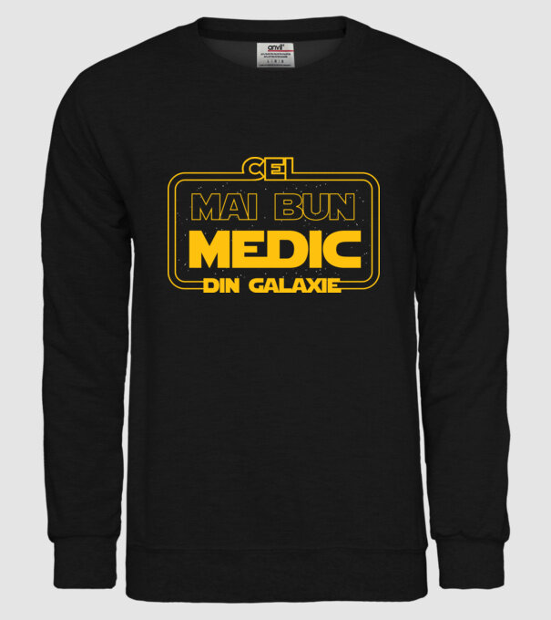 Cel mai bun medic din galaxie model negru pe tricou