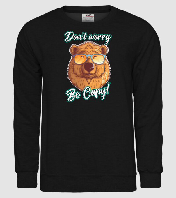 Don't worry be Capy model negru pe tricou