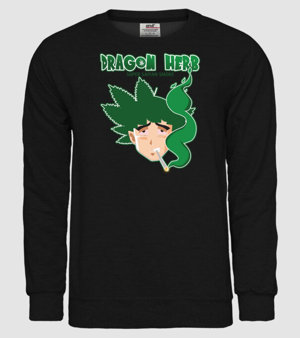 dragon herb smoke model negru pe tricou