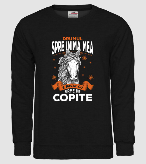 drumul spre inima mea e pavat cu urme de copite model negru pe tricou