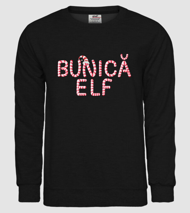 bunică elf model negru pe tricou