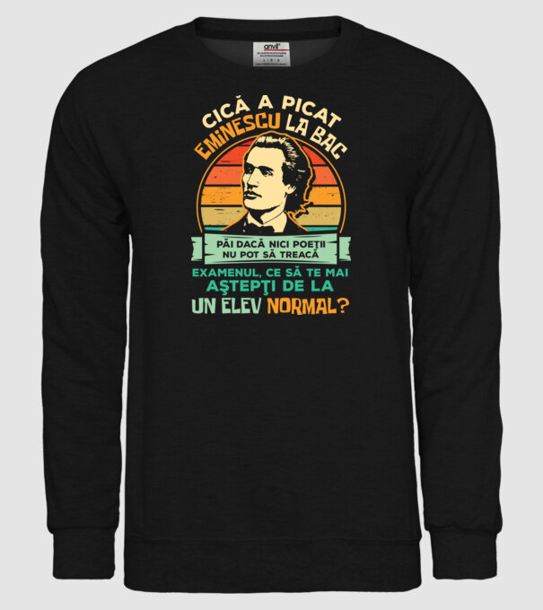 Eminescu model negru pe tricou