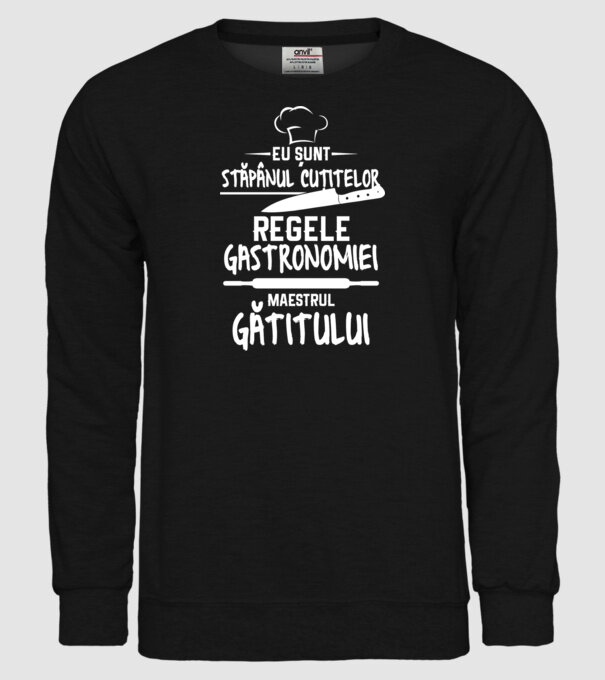 eu sunt stăpânul cuțitelor, regele gastronomiei, maestrul gătitului model negru pe tricou