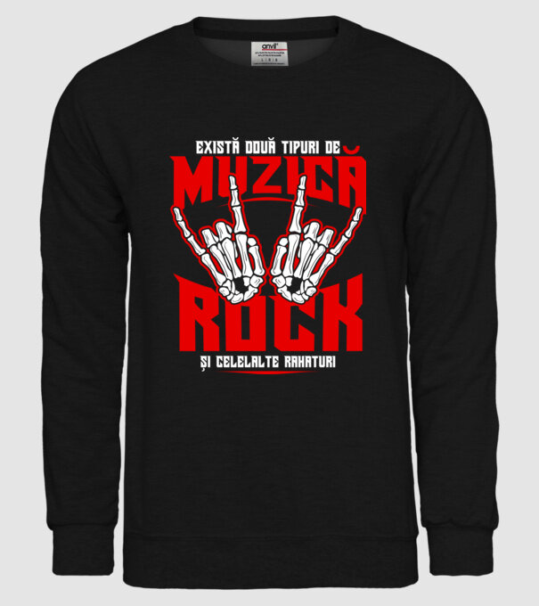 există două tipuri de muzică, rock și celelalte rahaturi model negru pe tricou