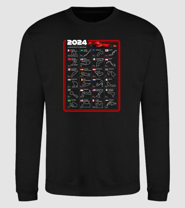 F1 calendar 2024 model negru pe tricou