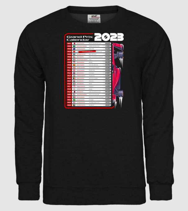 F1 Calendar TBA model negru pe tricou