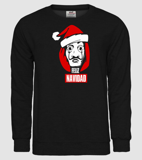 feliz navidad merry christmas money heist model negru pe tricou