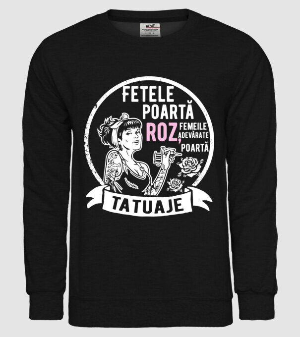 Fetele poartă roz, femeile adevărate poartă tatuaje model negru pe tricou