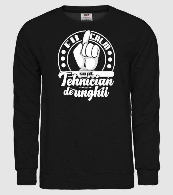 Fii calm... sunt tehnician de unghii model negru pe tricou