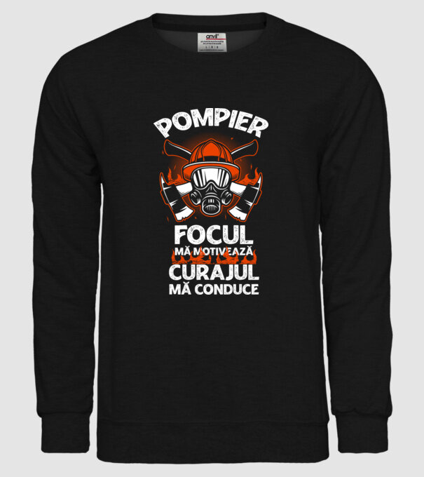 Focul mă motivează, curajul mă conduce Pompier model negru pe tricou