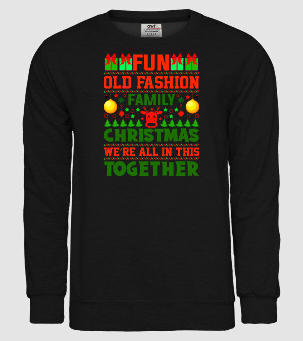 fun old fashion family christmas model negru pe tricou