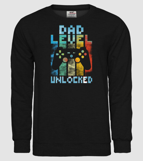 Gamer Dad level unlocked model negru pe tricou