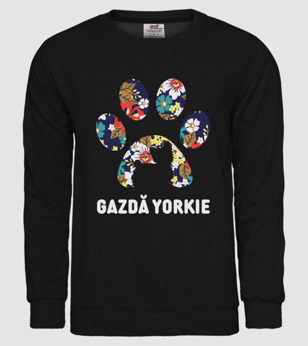 Gazdă Yorkie model negru pe tricou