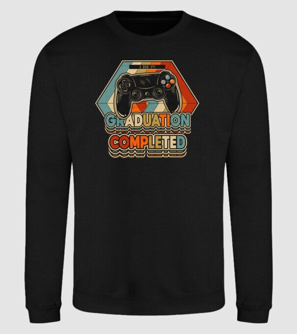 Graduatuion completed retro model negru pe tricou