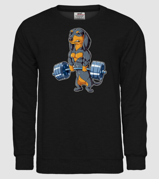 Gym teckel model negru pe tricou