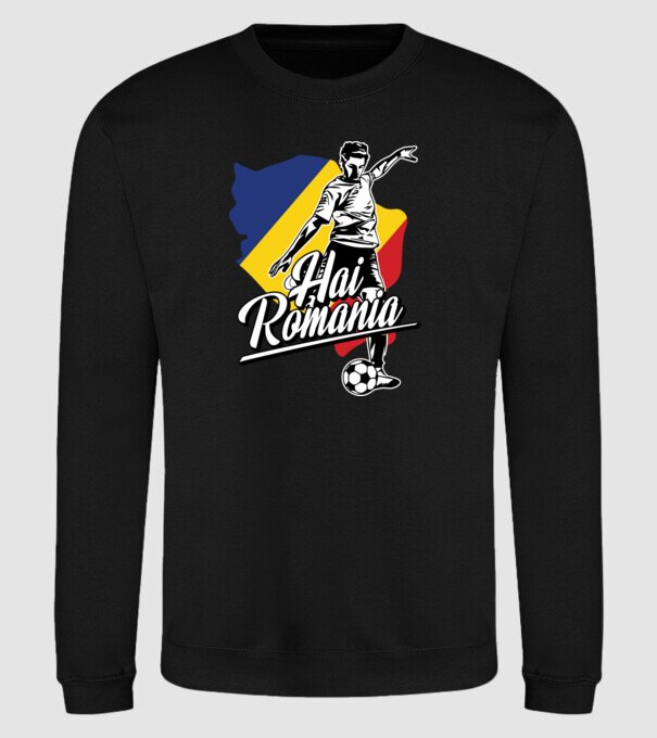 Hai romania fotbal model negru pe tricou